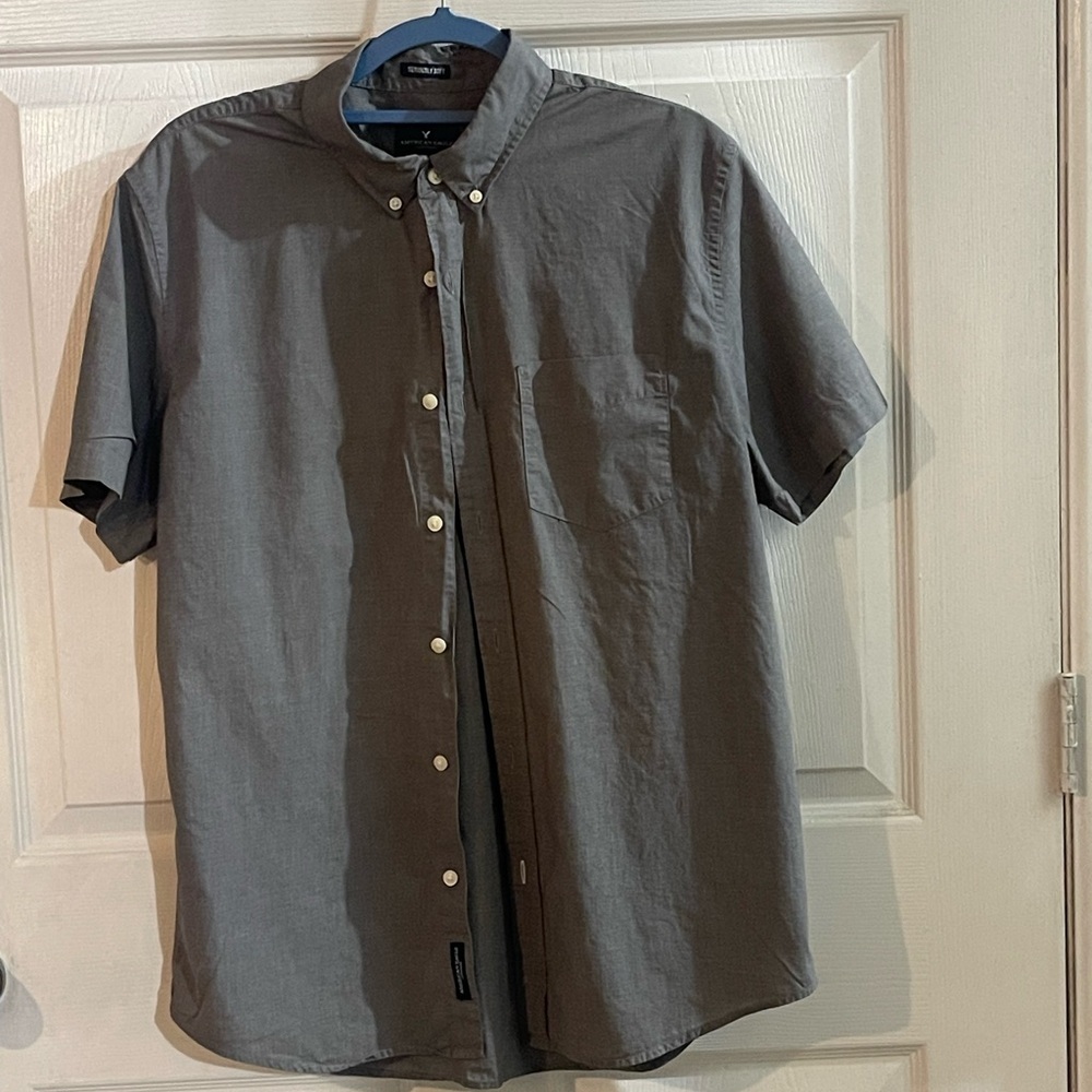 American Eagle Outfitters Dark Gray Casual Shirt - Picture 2 of 8